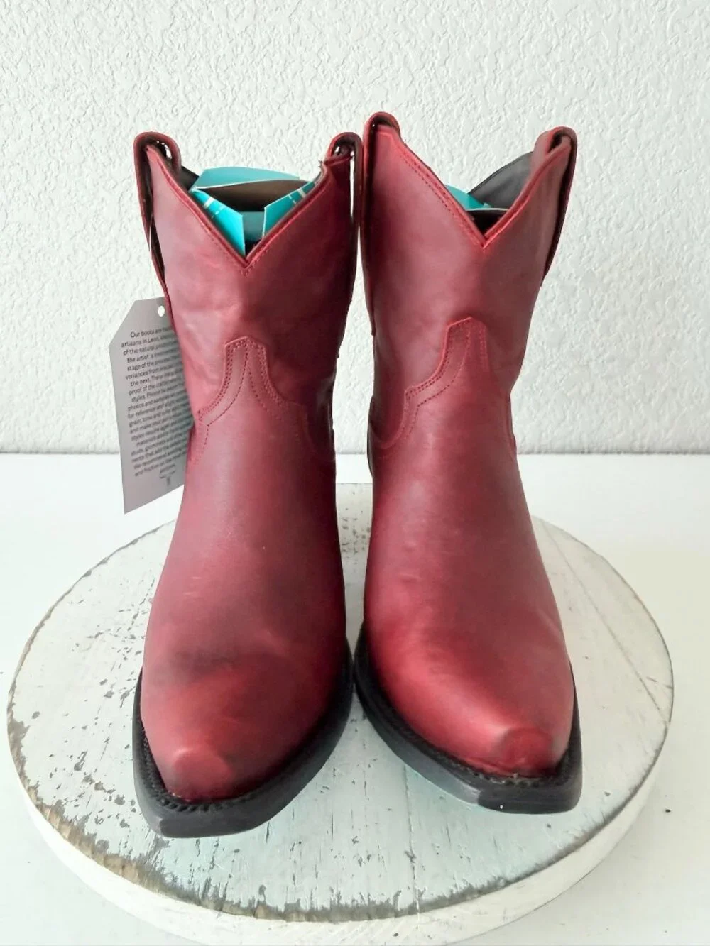 Lane Boots EMMA JANE Red Cowboy Booties Womens 9.5 Western Snip Toe Short Ankle